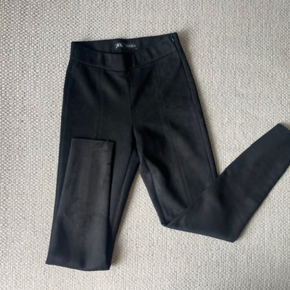 Zara High Rise Vegan Suede Leather Legging